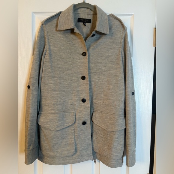 🌹Rag & Bone Jacket Ohara Wool Knit Field in Grey, Small - Picture 2 of 7